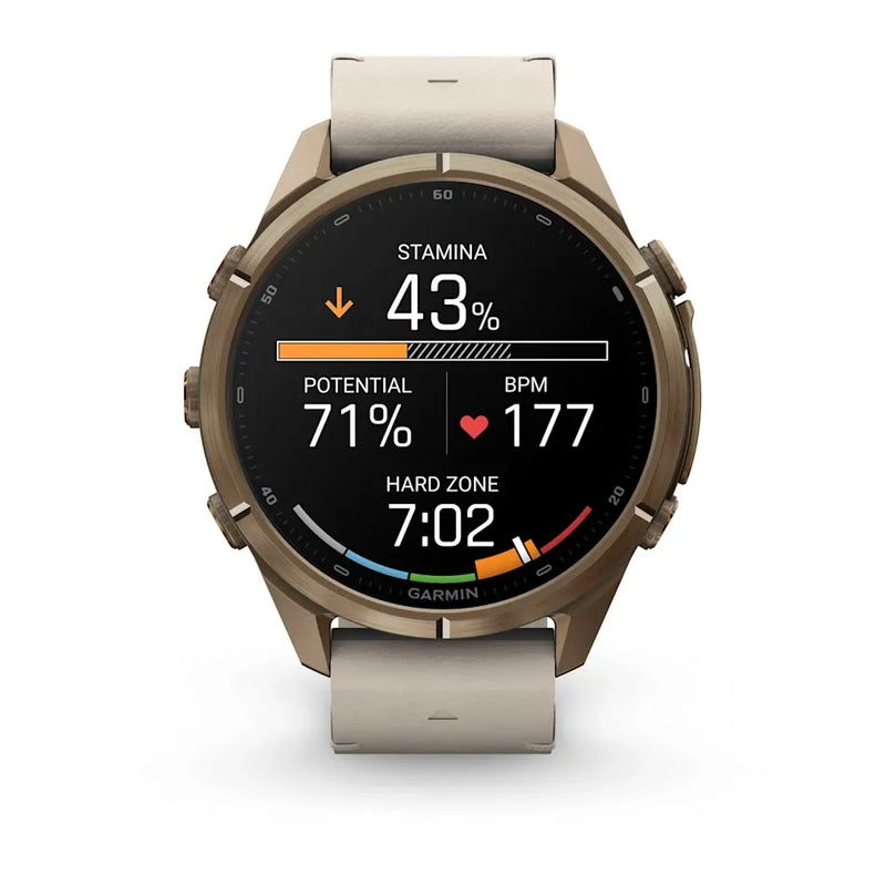 Fenix 9 Pro inReach Smartwatch, 43mm - Autumn Gold Titanium with Bone Leather Band - 010-04335-41