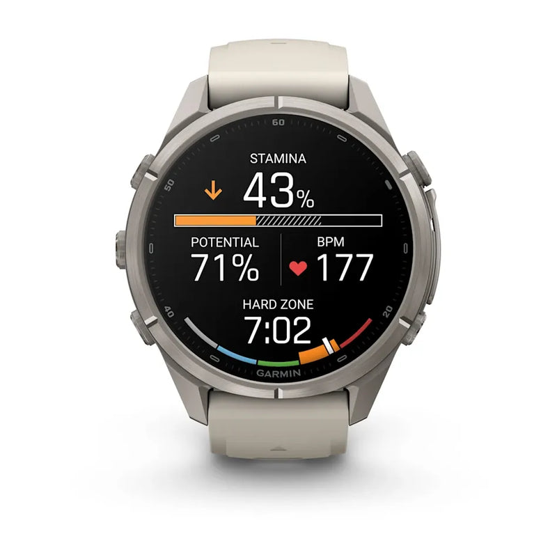 Fenix 9 Pro inReach Smartwatch, 43mm - Titanium with Fog Grey/Dark Sandstone Silicone Band - 010-04335-81