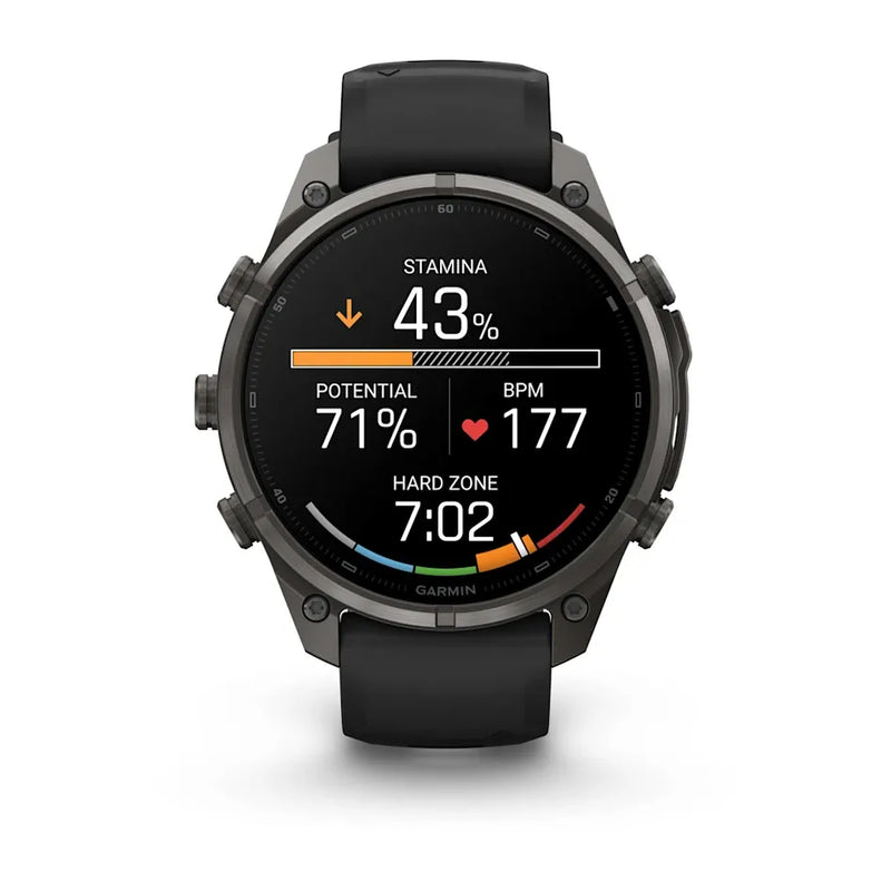 Fenix 9 Pro inReach Smartwatch, 47mm - Carbon Gray DLC Titanium with Black/Pebble Grey Silicone Band - 010-04336-11