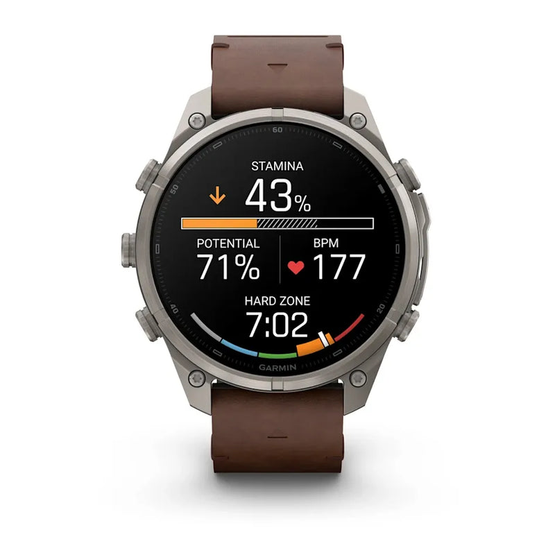 Fenix 9 Pro inReach Smartwatch, 47mm - Titanium with Walnut Leather Band - 010-04336-41