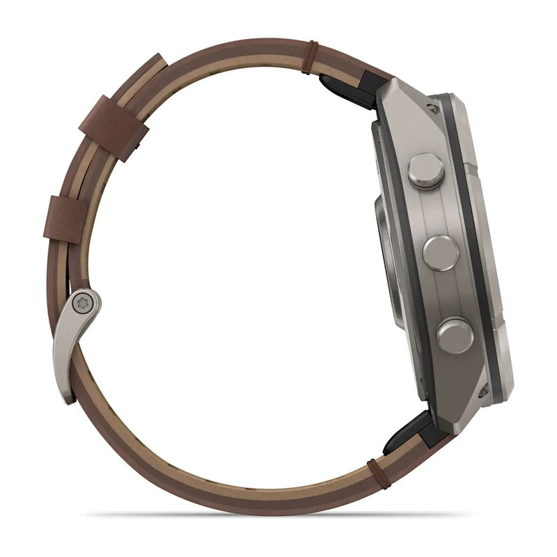 Fenix 9 Pro inReach Smartwatch, 51mm - Titanium with Walnut Leather Band - 010-04337-41