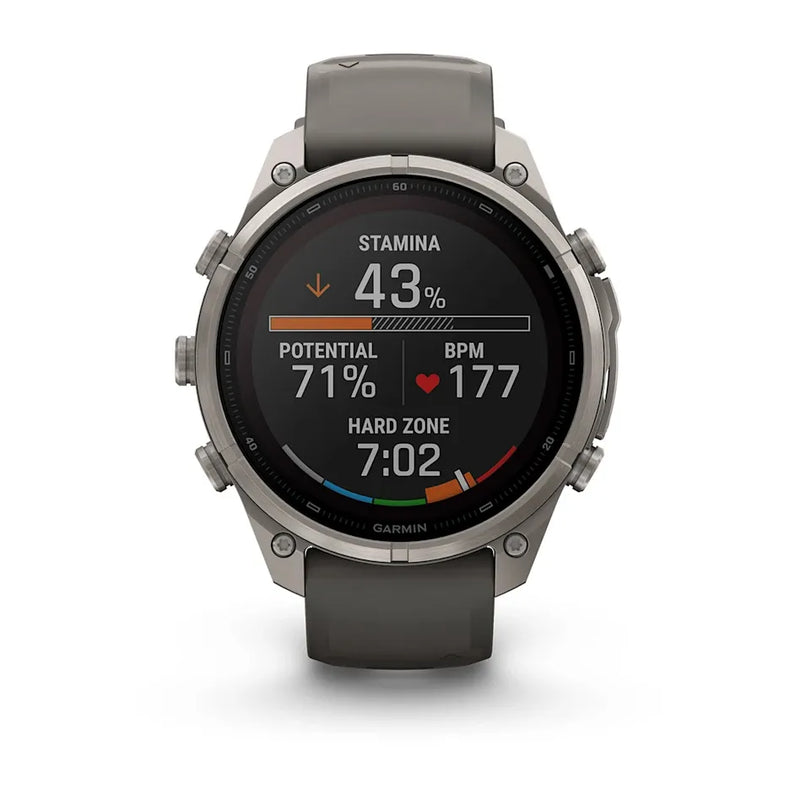 Fenix 9 Pro inReach Smartwatch, Solar 47mm - Titanium with Pebble Grey Silicone Band - 010-04338-01