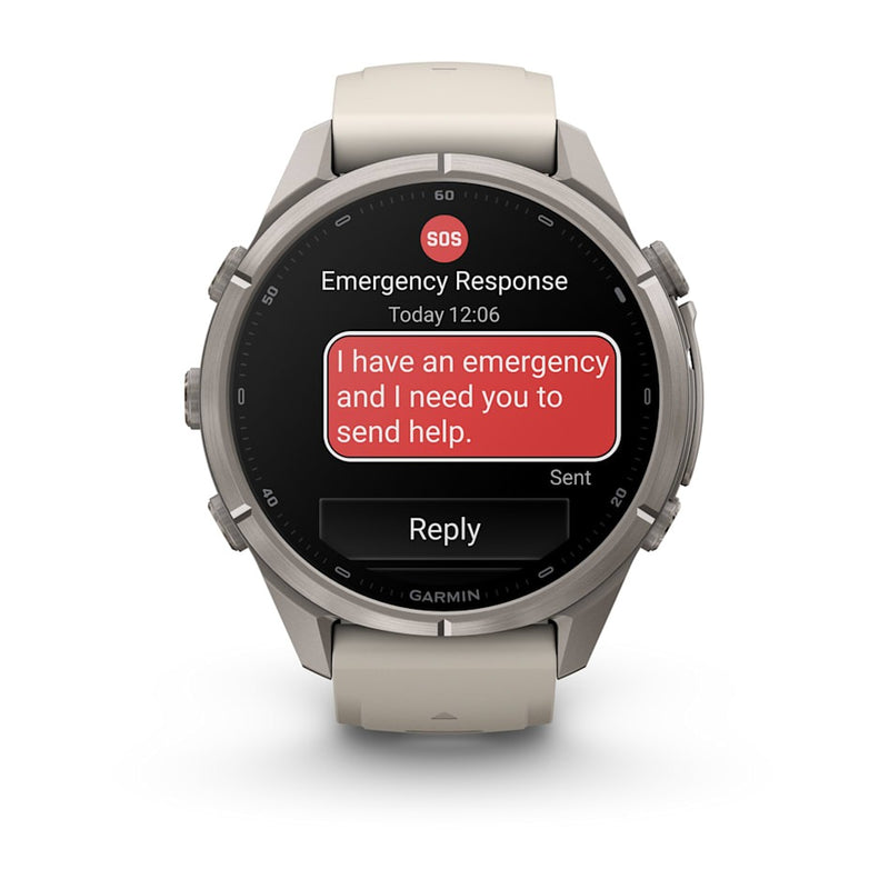 Fenix 9 Pro inReach Smartwatch, 43mm - Titanium with Fog Grey/Dark Sandstone Silicone Band - 010-04335-81