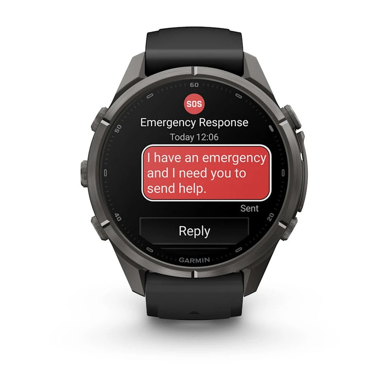 Fenix 9 Pro inReach Smartwatch, 43mm - Carbon Gray DLC Titanium with Black/Pebble Grey Silicone Band - 010-04335-11