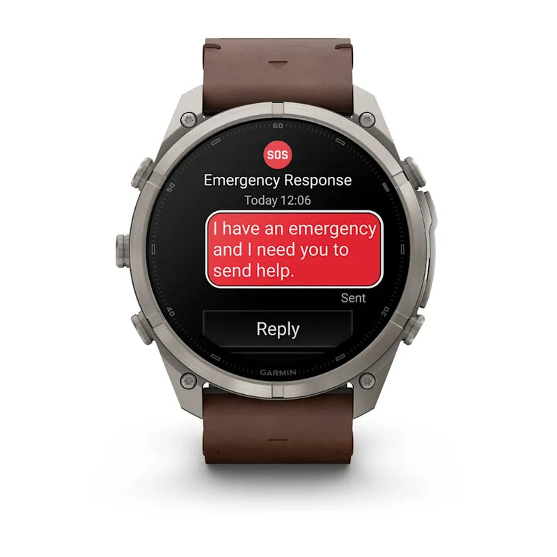 Fenix 9 Pro inReach Smartwatch, 51mm - Titanium with Walnut Leather Band - 010-04337-41