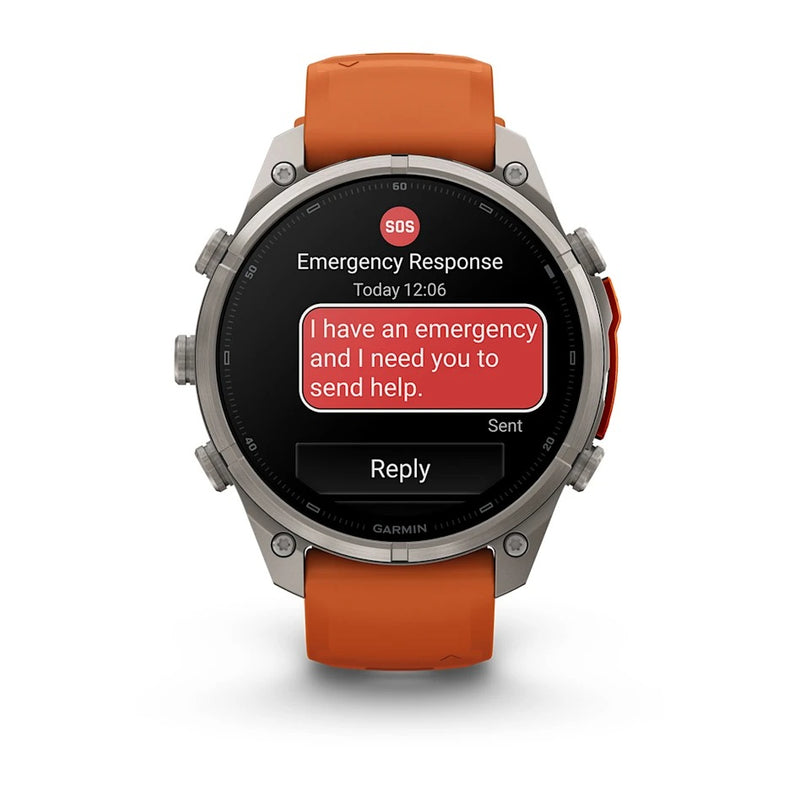 Fenix 9 Pro inReach Smartwatch, 47mm - Titanium with Autumn Orange/Spark Orange Silicone Band - 010-04336-01