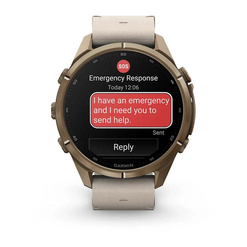 Fenix 9 Pro inReach Smartwatch, 43mm - Autumn Gold Titanium with Bone Leather Band - 010-04335-41