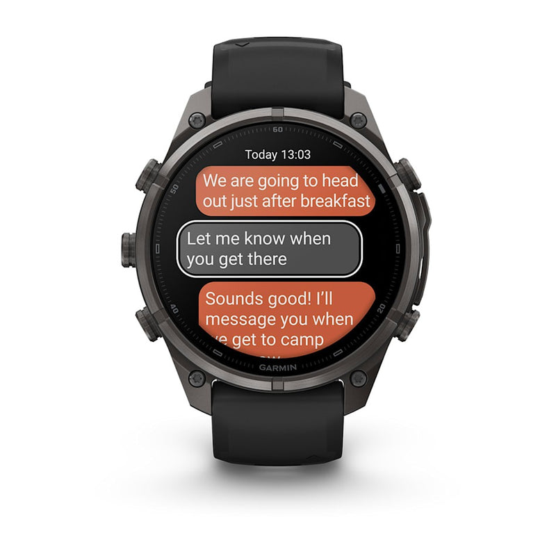 Fenix 9 Pro inReach Smartwatch, 47mm - Carbon Gray DLC Titanium with Black/Pebble Grey Silicone Band - 010-04336-11