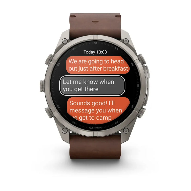 Fenix 9 Pro inReach Smartwatch, 51mm - Titanium with Walnut Leather Band - 010-04337-41