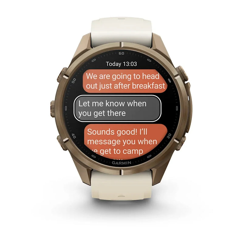Fenix 9 Pro inReach Smartwatch, 43mm - Autumn Gold Titanium with Cream/French Grey Silicone Band - 010-04335-21