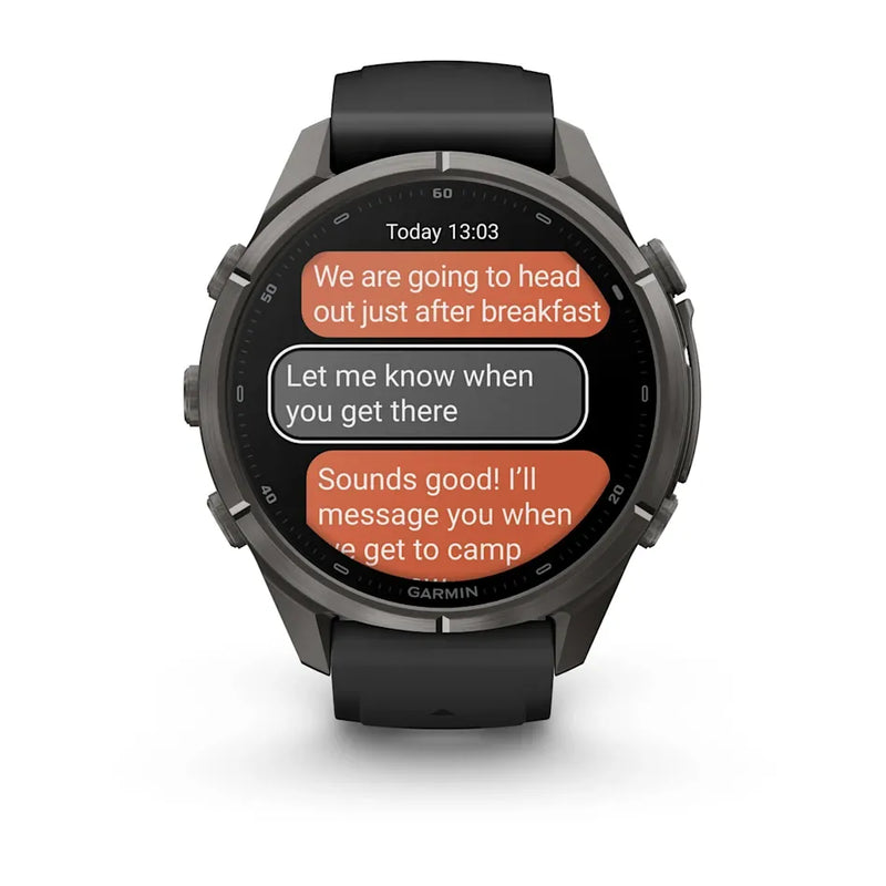 Fenix 9 Pro inReach Smartwatch, 43mm - Carbon Gray DLC Titanium with Black/Pebble Grey Silicone Band - 010-04335-11