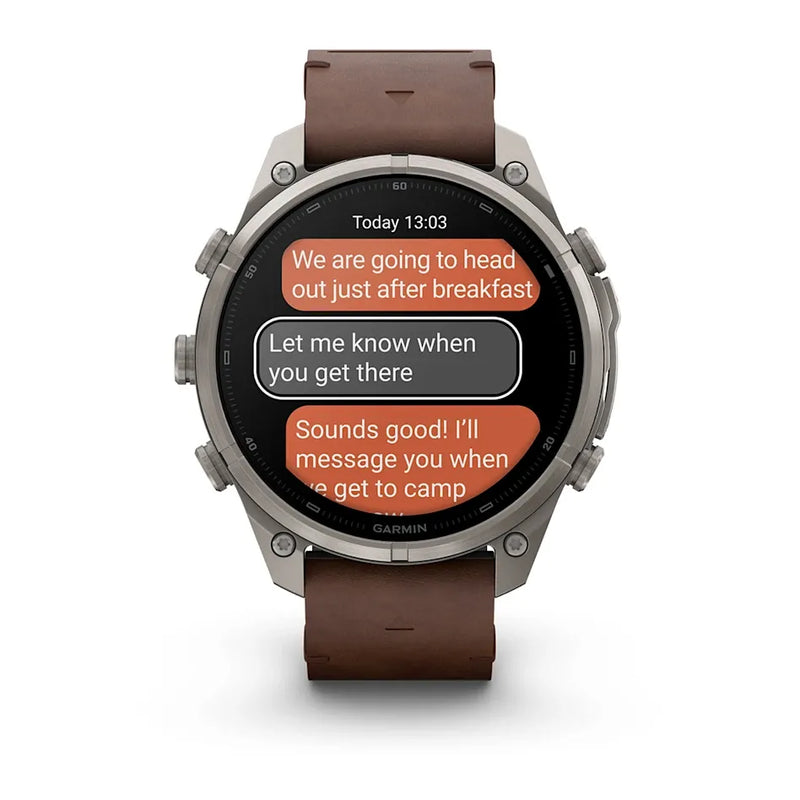 Fenix 9 Pro inReach Smartwatch, 47mm - Titanium with Walnut Leather Band - 010-04336-41