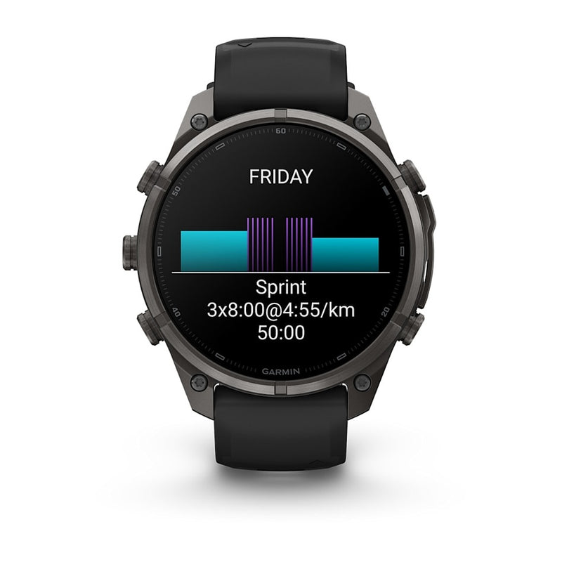 Fenix 9 Pro inReach Smartwatch, 47mm - Carbon Gray DLC Titanium with Black/Pebble Grey Silicone Band - 010-04336-11