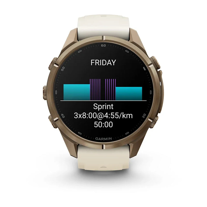 Fenix 9 Pro Smartwatch, 43mm - Autumn Gold Titanium with Cream/French Grey Silicone Band - 010-04335-26