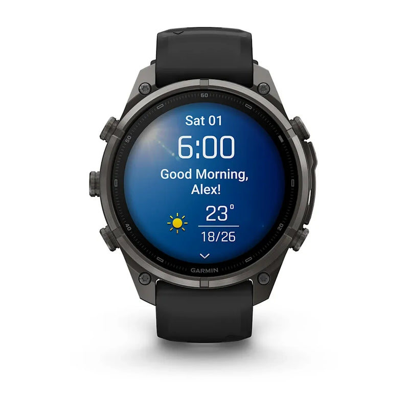 Fenix 9 Pro Smartwatch, 47mm - Carbon Gray DLC Titanium with Black/Pebble Grey Silicone Band - 010-04336-16