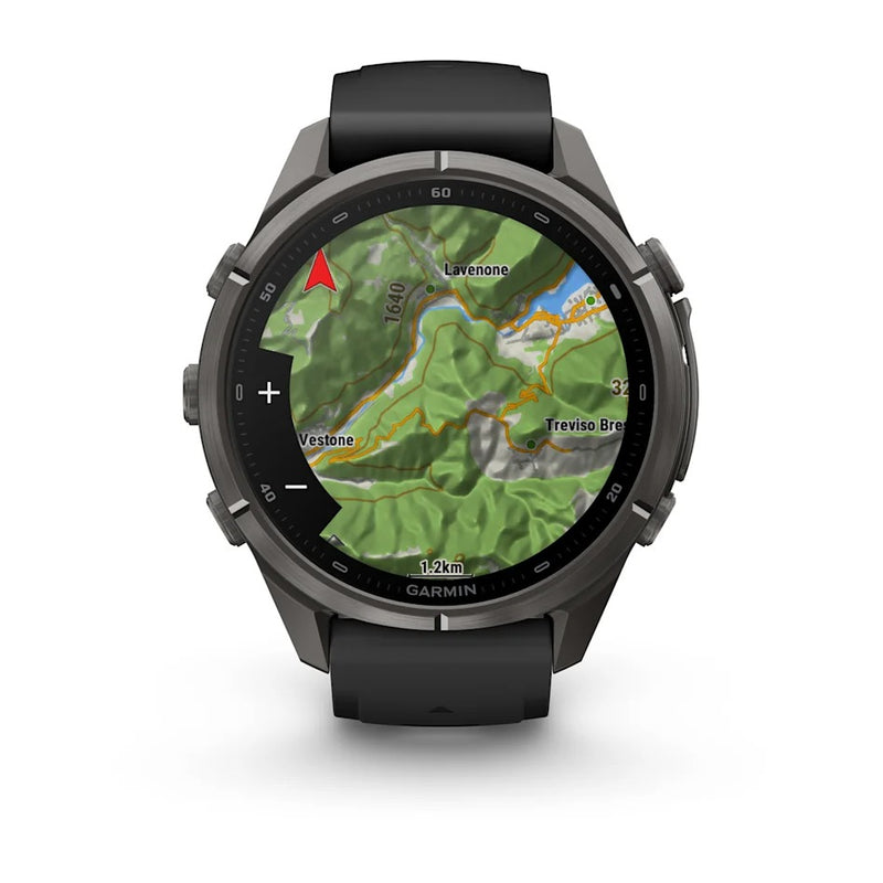 Fenix 9 Pro inReach Smartwatch, 43mm - Carbon Gray DLC Titanium with Black/Pebble Grey Silicone Band - 010-04335-11