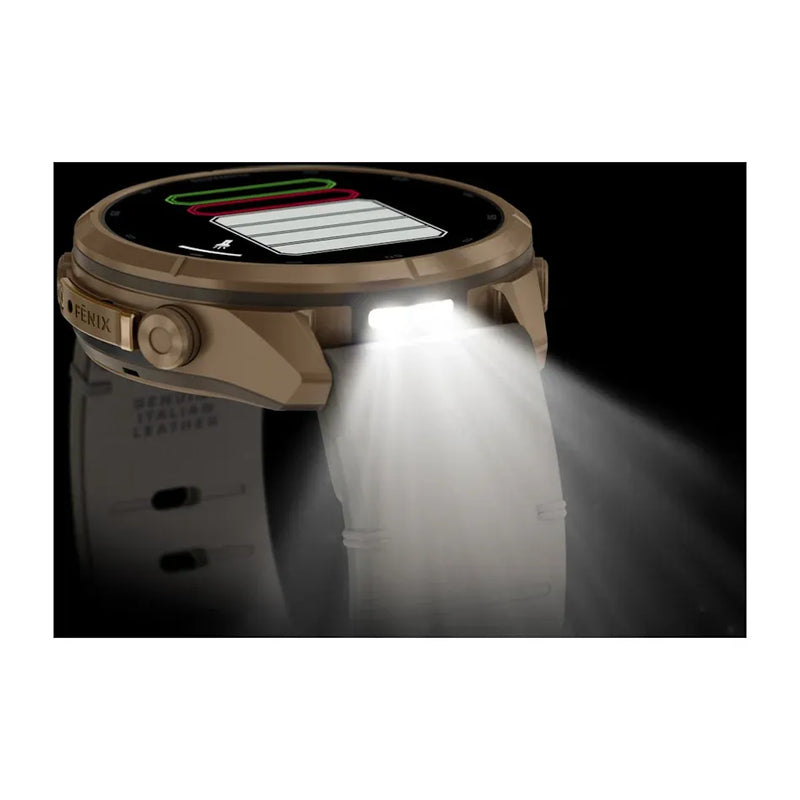 Fenix 9 Pro inReach Smartwatch, 43mm - Autumn Gold Titanium with Bone Leather Band - 010-04335-41
