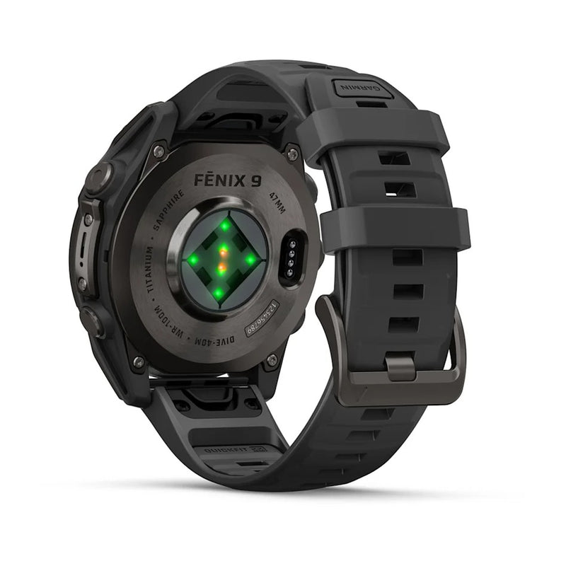 Fenix 9 Smartwatch, 47mm - Carbon Grey DLC Titanium with Black Silicone Band - 010-04762-11
