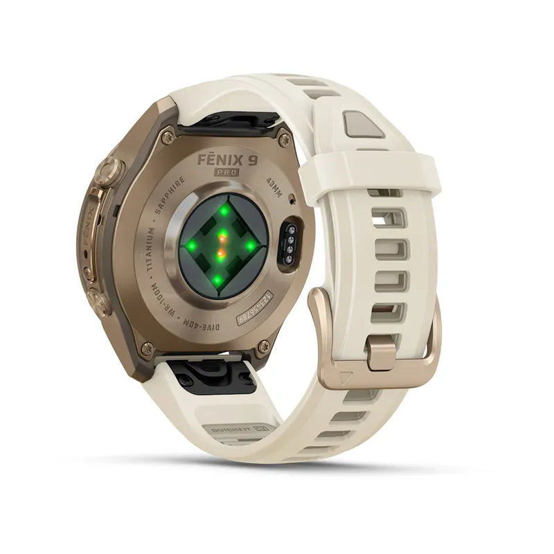 Fenix 9 Pro Smartwatch, 43mm - Autumn Gold Titanium with Cream/French Grey Silicone Band - 010-04335-26