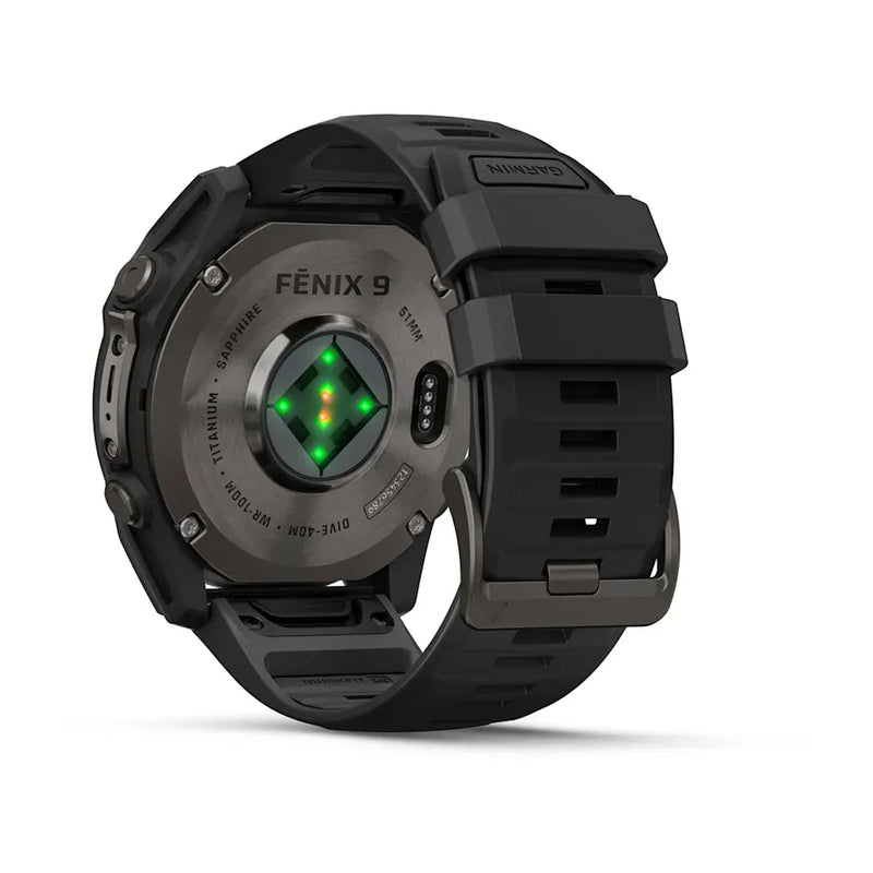 Fenix 9 Smartwatch, 51mm - Carbon Grey DLC Titanium with Black Silicone Band - 010-04763-11