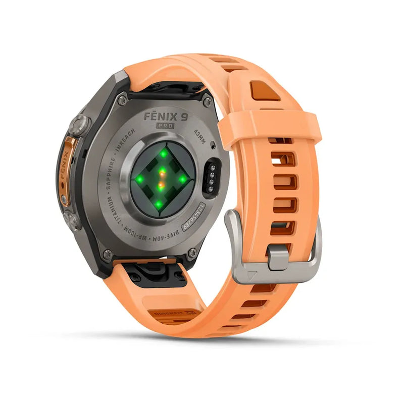 Fenix 9 Pro inReach Smartwatch, 43mm - Titanium with Shell Pink/Autumn Orange Silicone Band - 010-04335-01