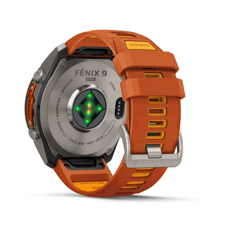 Fenix 9 Pro inReach Smartwatch, 51mm - Titanium with Autumn Orange/Spark Orange Silicone Band - 010-04337-01