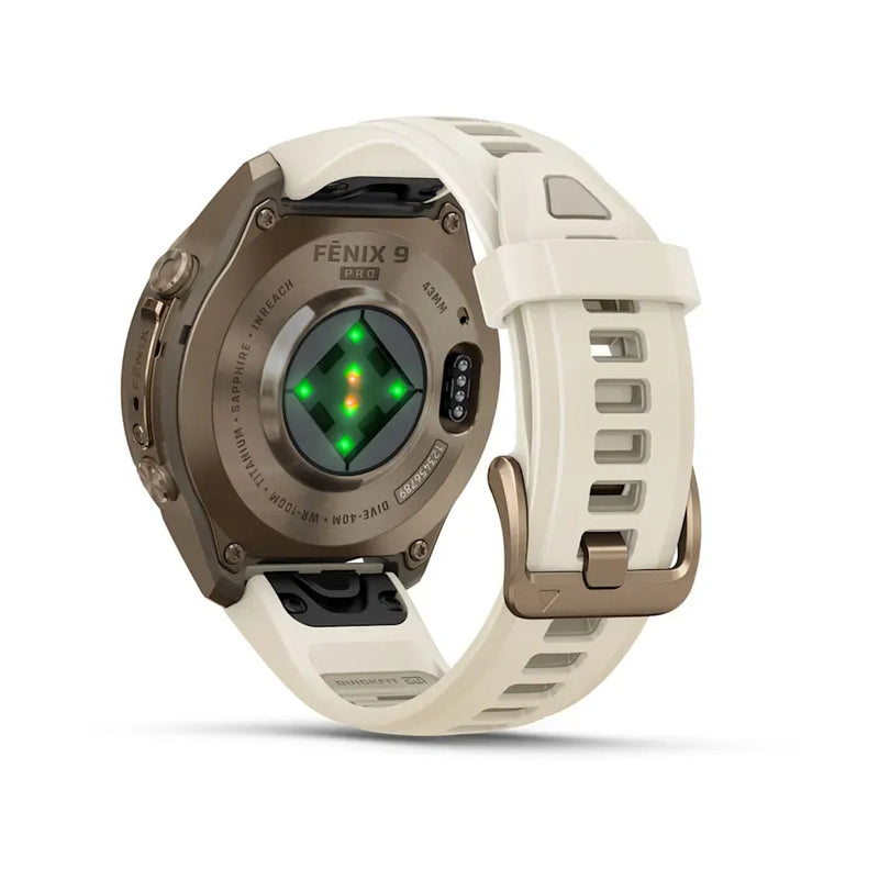 Fenix 9 Pro inReach Smartwatch, 43mm - Autumn Gold Titanium with Cream/French Grey Silicone Band - 010-04335-21