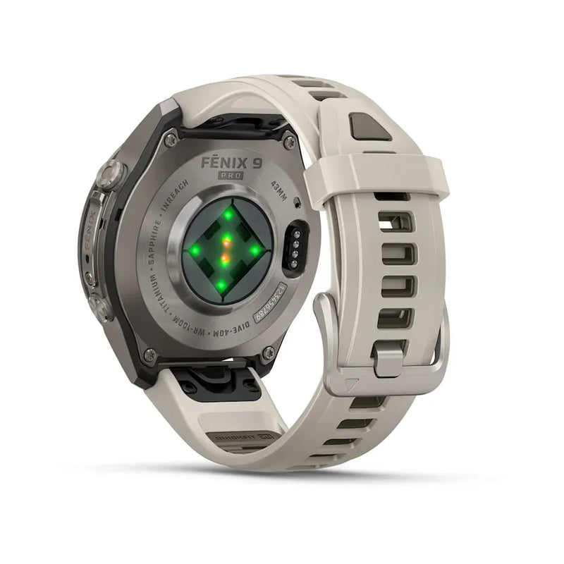 Fenix 9 Pro inReach Smartwatch, 43mm - Titanium with Fog Grey/Dark Sandstone Silicone Band - 010-04335-81