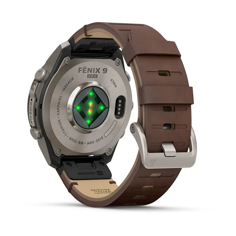 Fenix 9 Pro inReach Smartwatch, 47mm - Titanium with Walnut Leather Band - 010-04336-41
