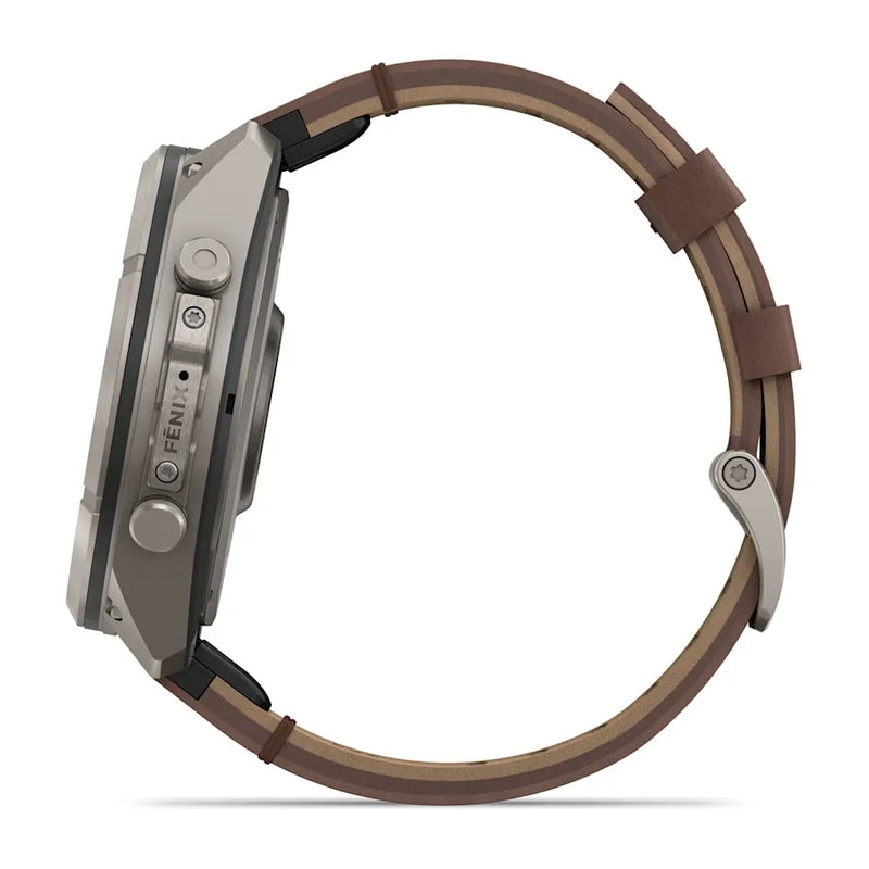 Fenix 9 Pro inReach Smartwatch, 51mm - Titanium with Walnut Leather Band - 010-04337-41