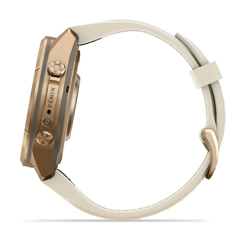 Fenix 9 Pro inReach Smartwatch, 43mm - Autumn Gold Titanium with Cream/French Grey Silicone Band - 010-04335-21
