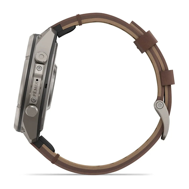 Fenix 9 Pro inReach Smartwatch, 47mm - Titanium with Walnut Leather Band - 010-04336-41