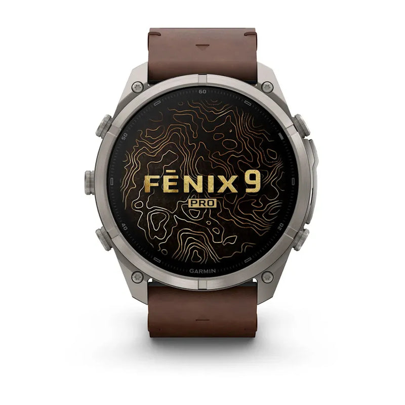 Fenix 9 Pro inReach Smartwatch, 51mm - Titanium with Walnut Leather Band - 010-04337-41