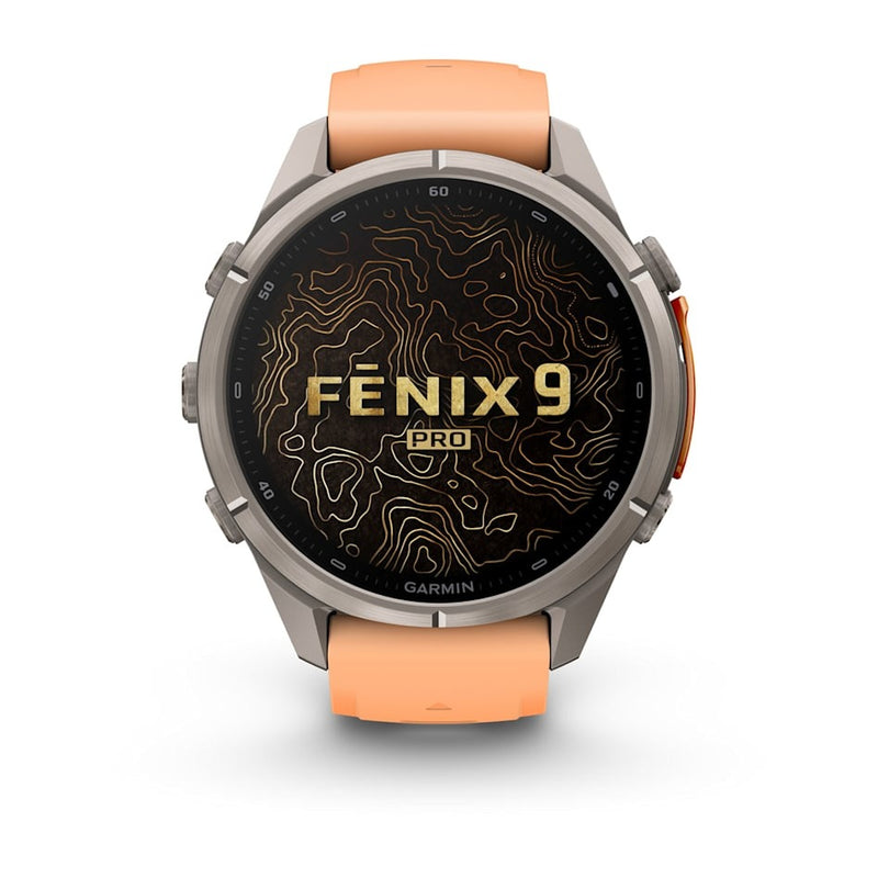 Fenix 9 Pro inReach Smartwatch, 43mm - Titanium with Shell Pink/Autumn Orange Silicone Band - 010-04335-01