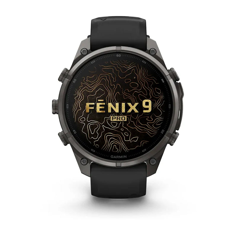 Fenix 9 Pro Smartwatch, 47mm - Carbon Gray DLC Titanium with Black/Pebble Grey Silicone Band - 010-04336-16