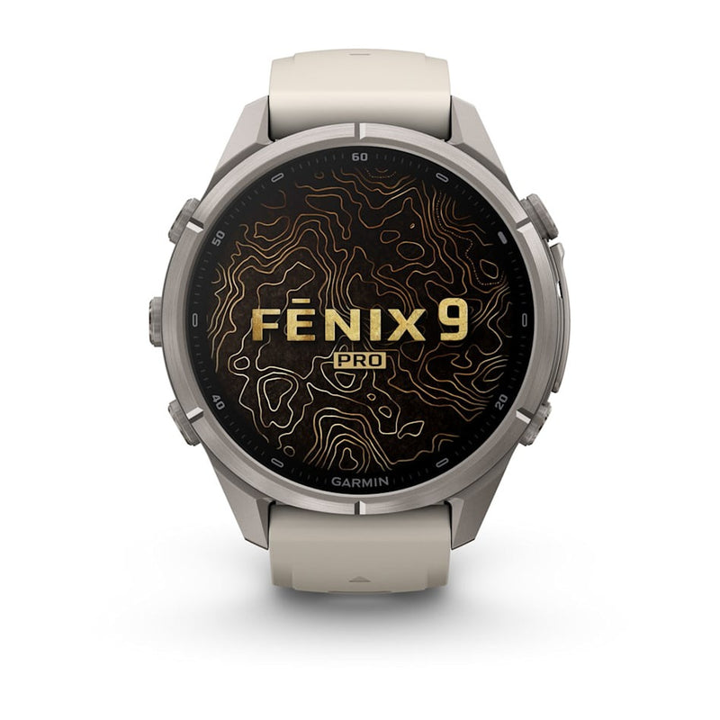 Fenix 9 Pro inReach Smartwatch, 43mm - Titanium with Fog Grey/Dark Sandstone Silicone Band - 010-04335-81