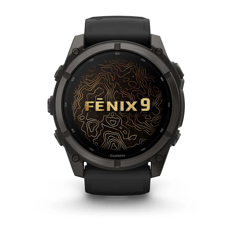 Fenix 9 Smartwatch, 51mm - Carbon Grey DLC Titanium with Black Silicone Band - 010-04763-11