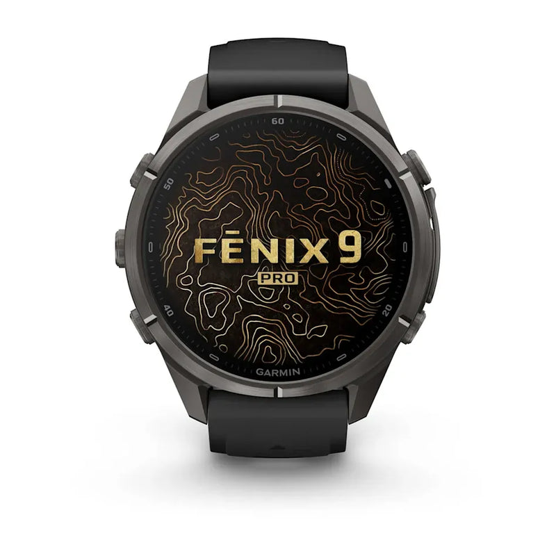Fenix 9 Pro inReach Smartwatch, 43mm - Carbon Gray DLC Titanium with Black/Pebble Grey Silicone Band - 010-04335-11