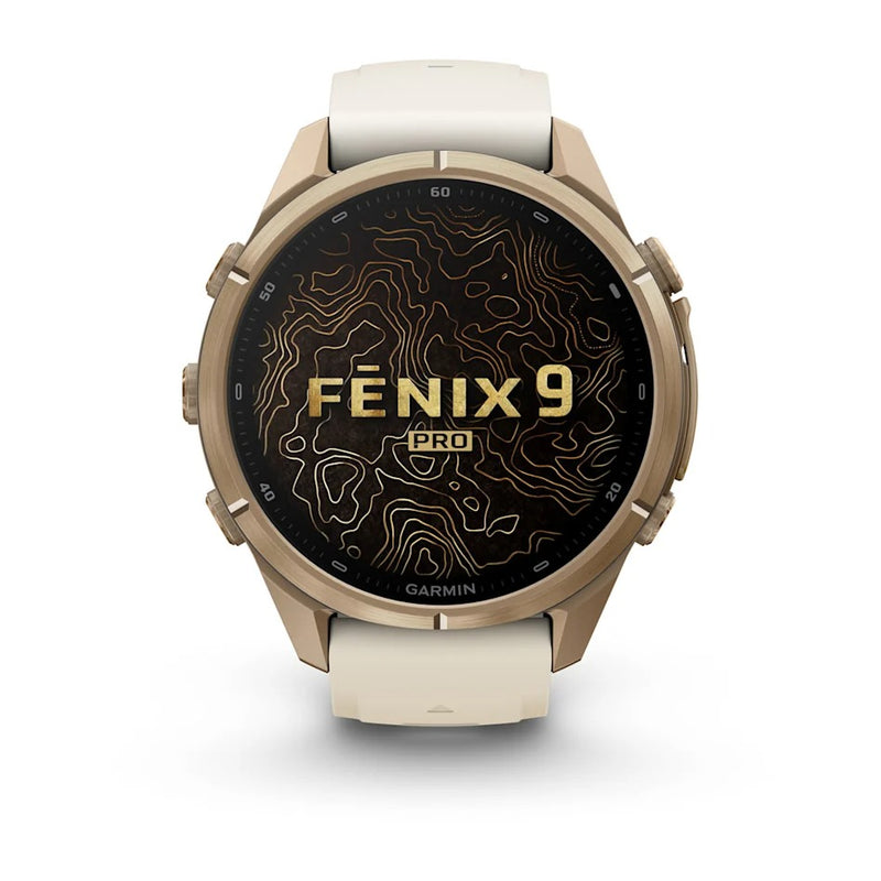 Fenix 9 Pro Smartwatch, 43mm - Autumn Gold Titanium with Cream/French Grey Silicone Band - 010-04335-26