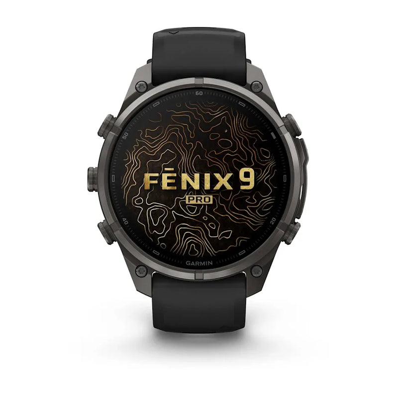 Fenix 9 Pro inReach Smartwatch, 47mm - Carbon Gray DLC Titanium with Black/Pebble Grey Silicone Band - 010-04336-11