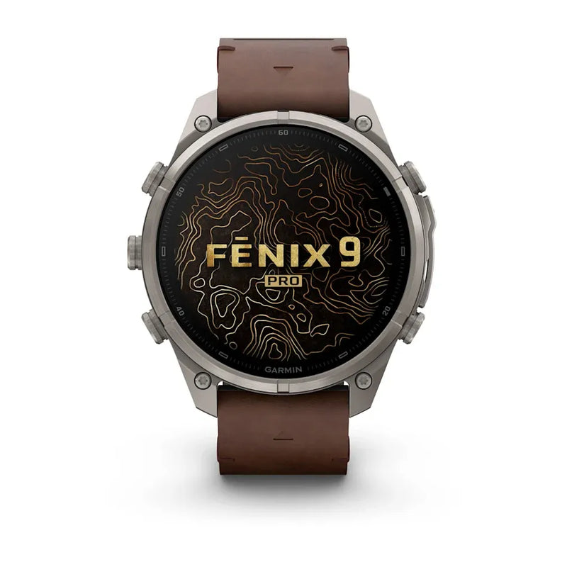 Fenix 9 Pro inReach Smartwatch, 47mm - Titanium with Walnut Leather Band - 010-04336-41