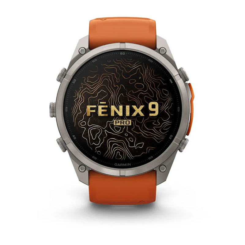 Fenix 9 Pro inReach Smartwatch, 51mm - Titanium with Autumn Orange/Spark Orange Silicone Band - 010-04337-01