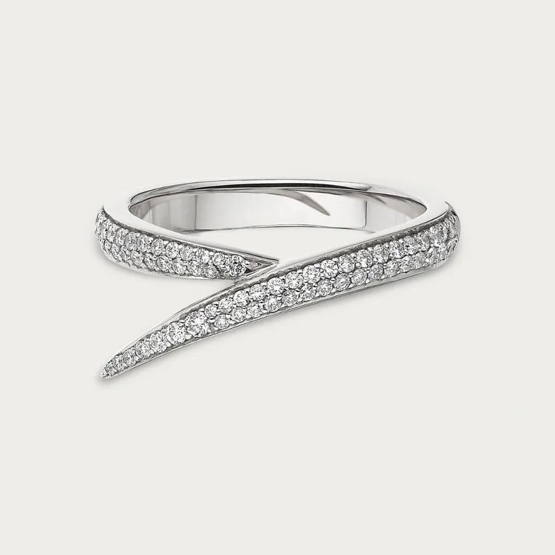 Interlocking Diamond Ring, Size O - 18ct White Gold - IM002.WGWHRZO
