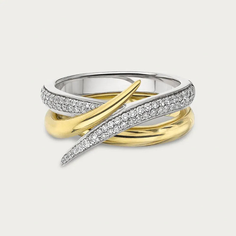 Interlocking Diamond Ring, Size N - 18ct Yellow Gold - IM005.YGWHRZL