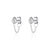 Chained Teardrop Stud Earrings - Silver - SPS-68a
