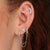 Clear Stone Double Chain Huggie Earring - Silver - SPS-25009-48