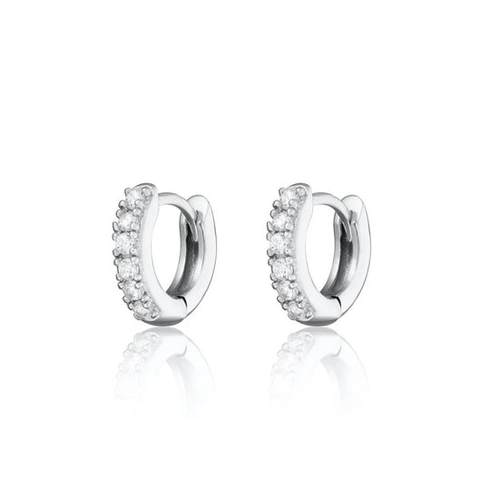 Mini Sparkling Huggie Hoop Earrings - Silver - SPS-134