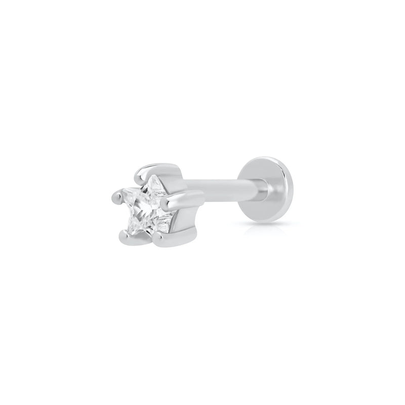 Sparkling Star Flat Back Earring (Single) - Silver - SPS-4a