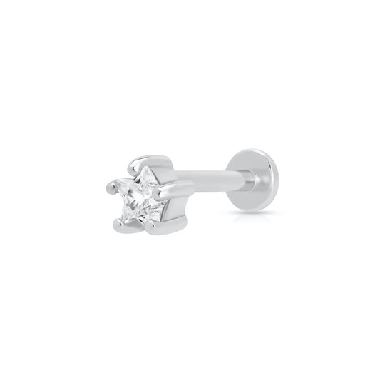 Sparkling Star Flat Back Earring (Single) - Silver - SPS-4a