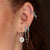 Turquoise Stone Double Chain Huggie Earring - Silver - SPS-25009-133